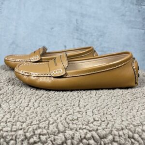 Artisure Penny Loafers Womens 8.5 Tan Leather‎ Driving Mocs Contrast Stitching